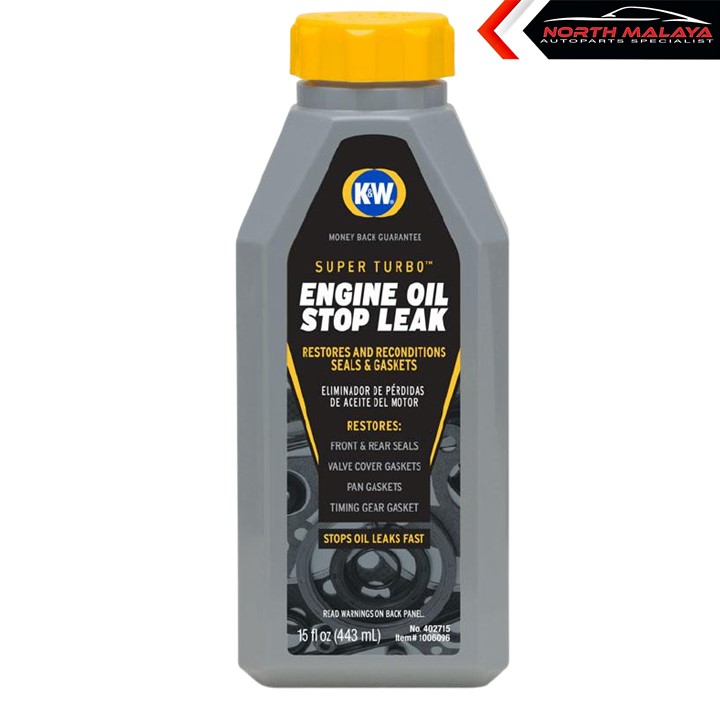 K&W SUPER TURBO ENGINE OIL STOP LEAK, 15 FL OZ